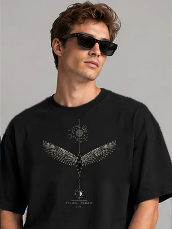 Model wearing the Oztra Ascension Tee in black