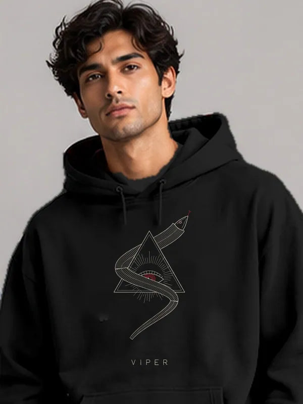 Model wearing the Oztra Viper Hoodie in black