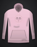 Oztra Aries baby pink hoodie, front view showing the Aries print