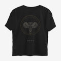 Oztra Aries black oversized tee, front view showing the Aries print