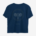 Oztra Aries navy oversized tee, front view showing the Aries print