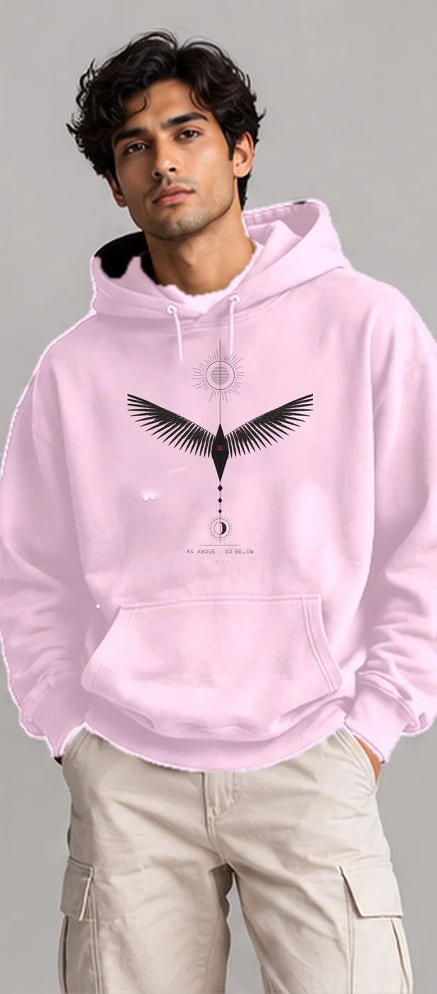 Model wearing the Oztra Ascension hoodie in baby pink