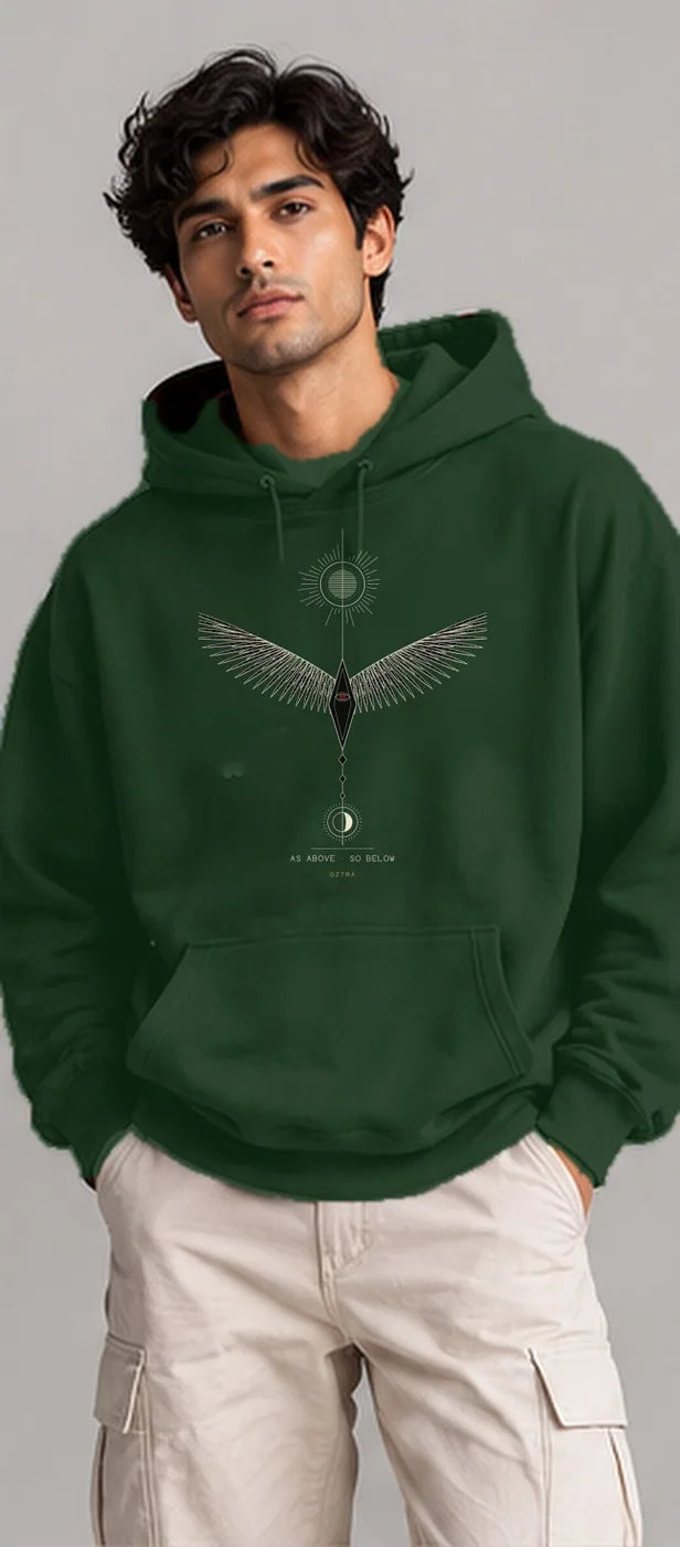 Model wearing the Oztra Ascension hoodie in bottle green