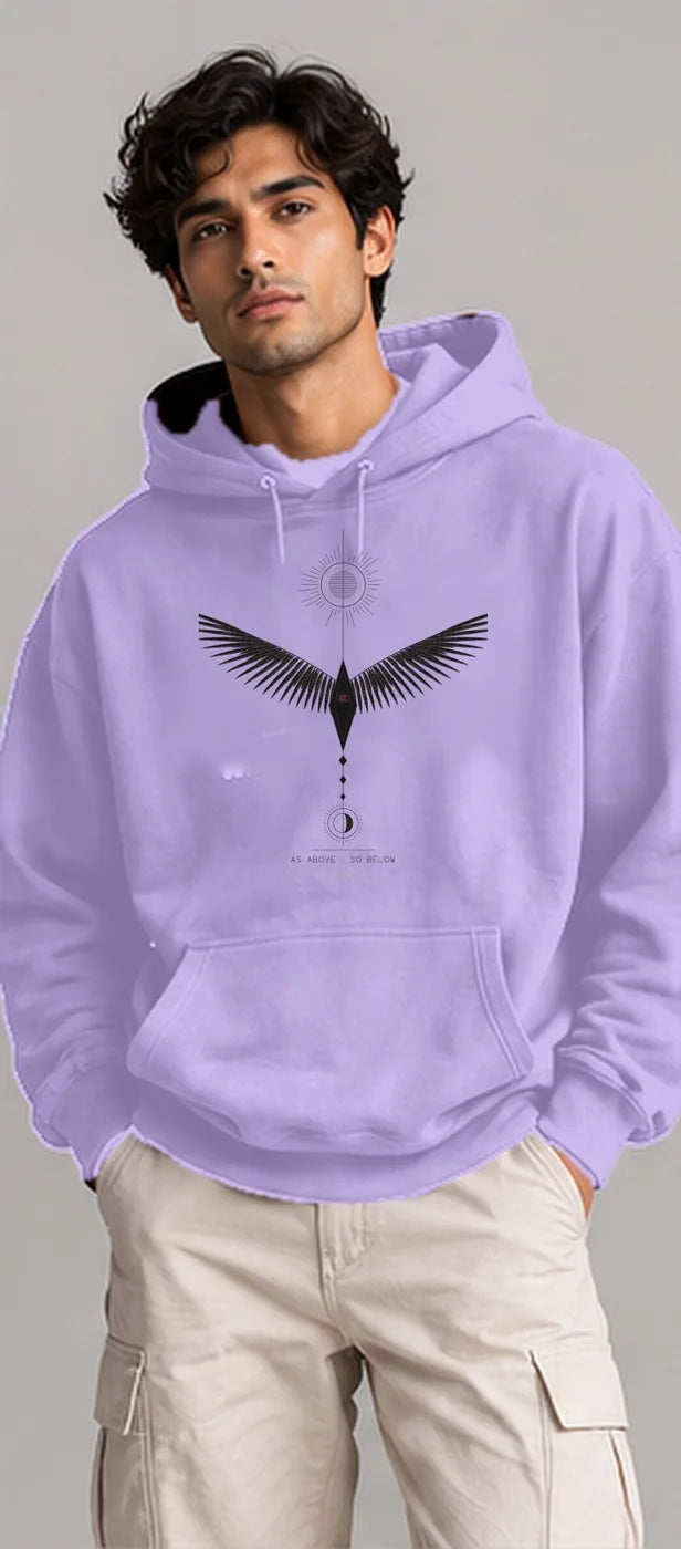 Model wearing the Oztra Ascension hoodie in lavender