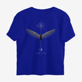Oztra Ascension royal blue oversized tee, front view showing the Ascension print