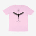 Oztra Ascension baby pink tee, front view showing the Ascension print
