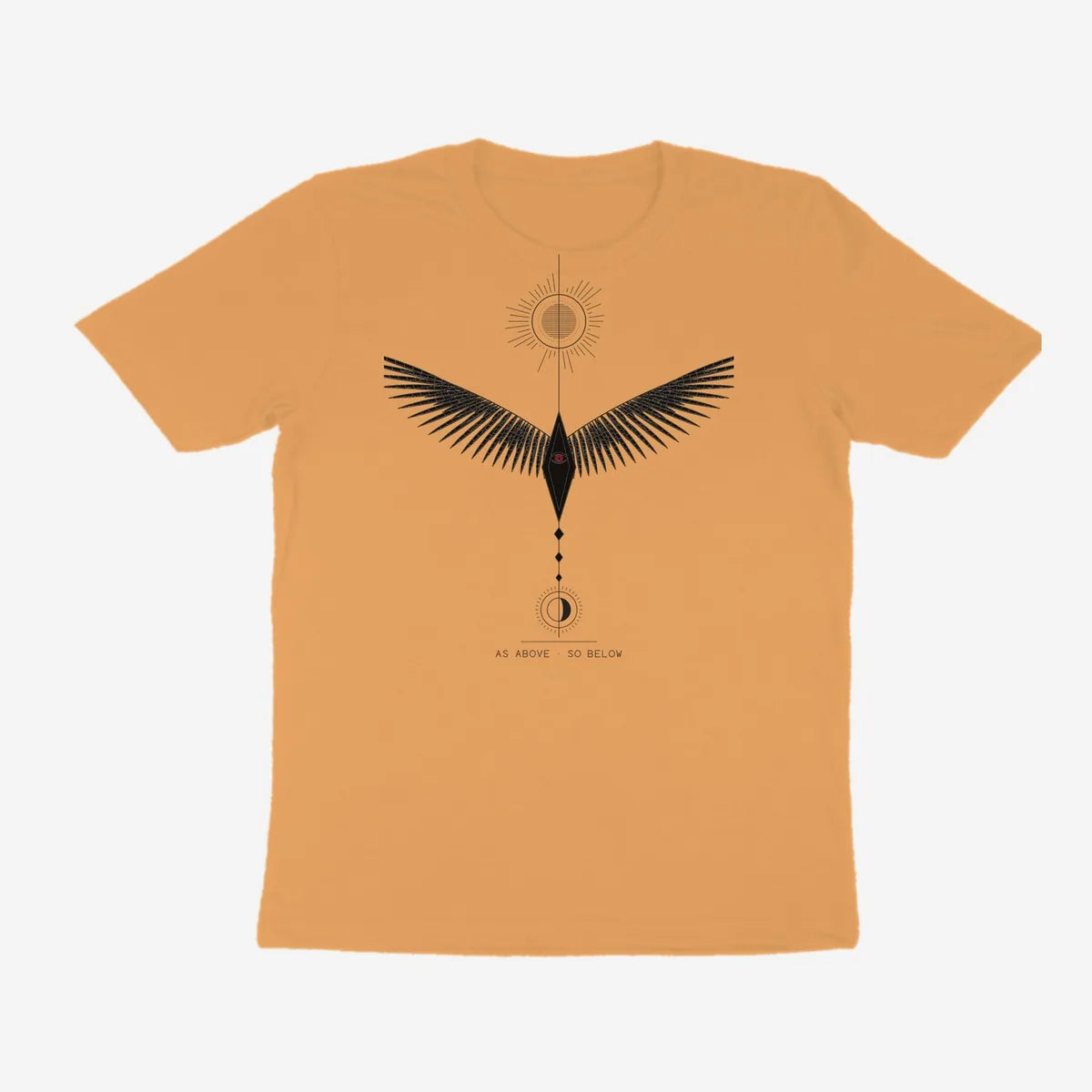 Oztra Ascension tan tee, front view showing the Ascension print