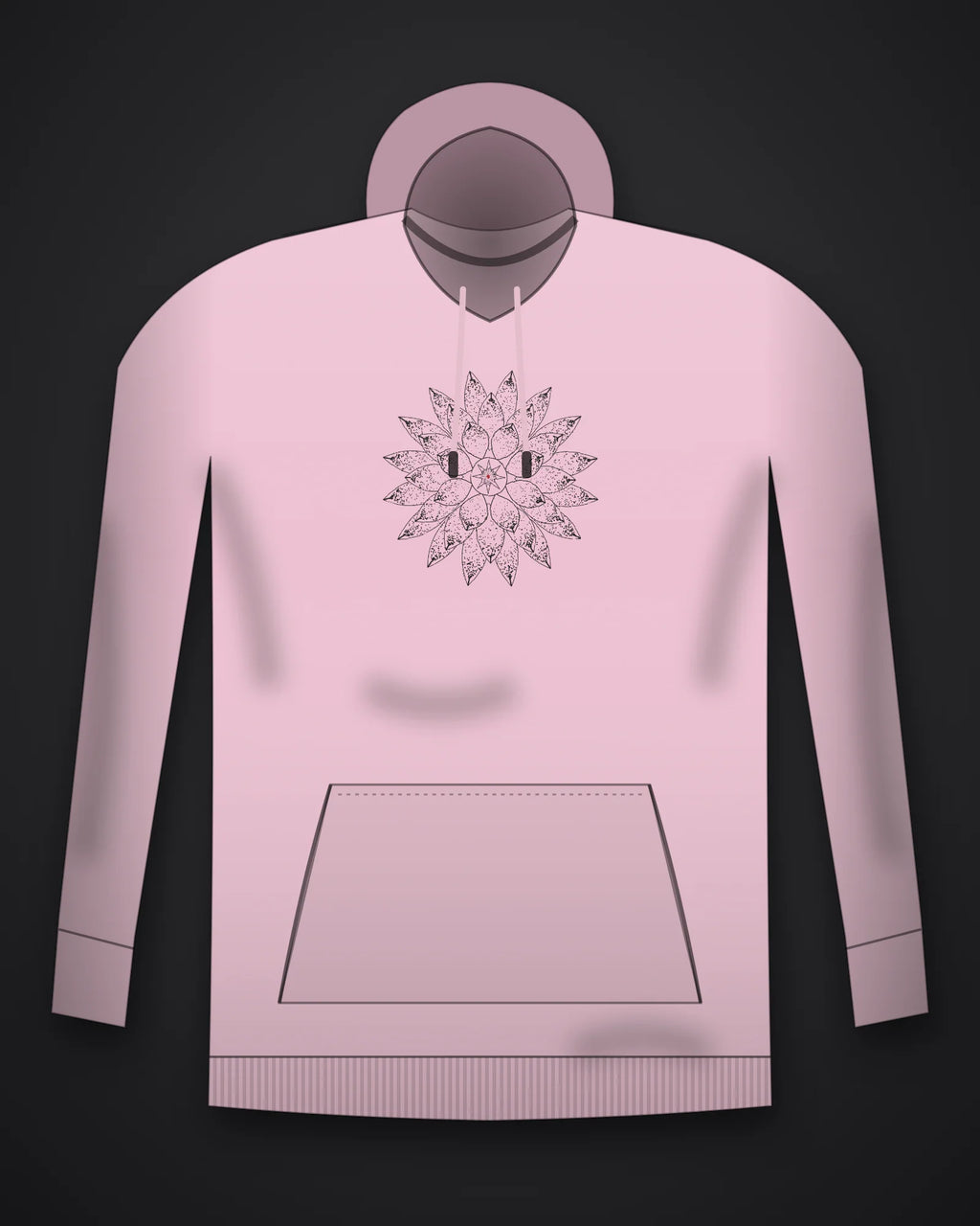 Oztra Bloom baby pink hoodie, front view showing the Bloom print