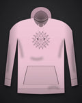 Oztra Bloom baby pink hoodie, front view showing the Bloom print
