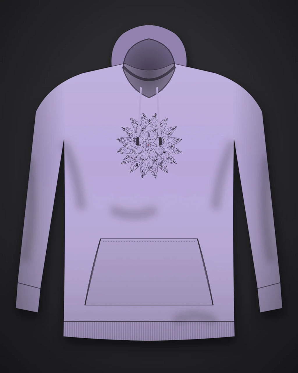 Oztra Bloom lavender hoodie, front view showing the Bloom print