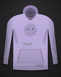 Oztra Bloom lavender hoodie, front view showing the Bloom print
