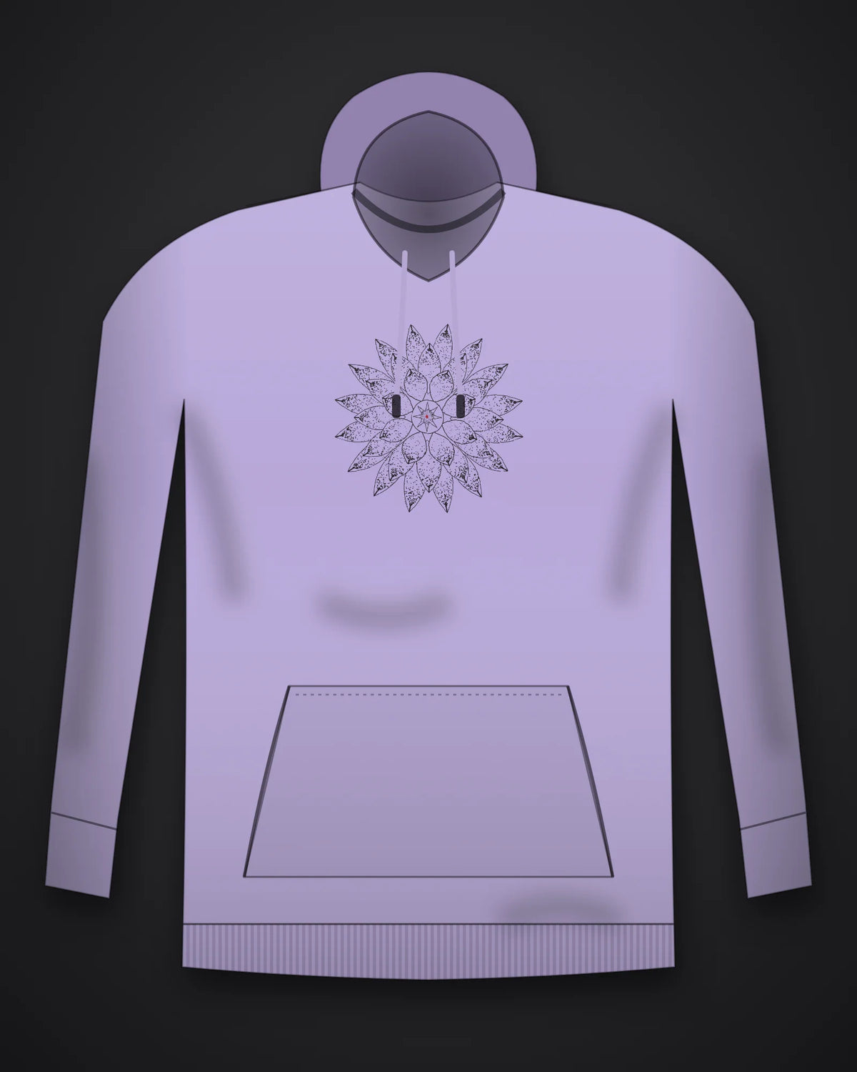 Oztra Bloom lavender hoodie, front view showing the Bloom print