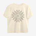 Oztra Bloom beige oversized tee, front view showing the Bloom print
