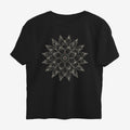 Oztra Bloom black oversized tee, front view showing the Bloom print