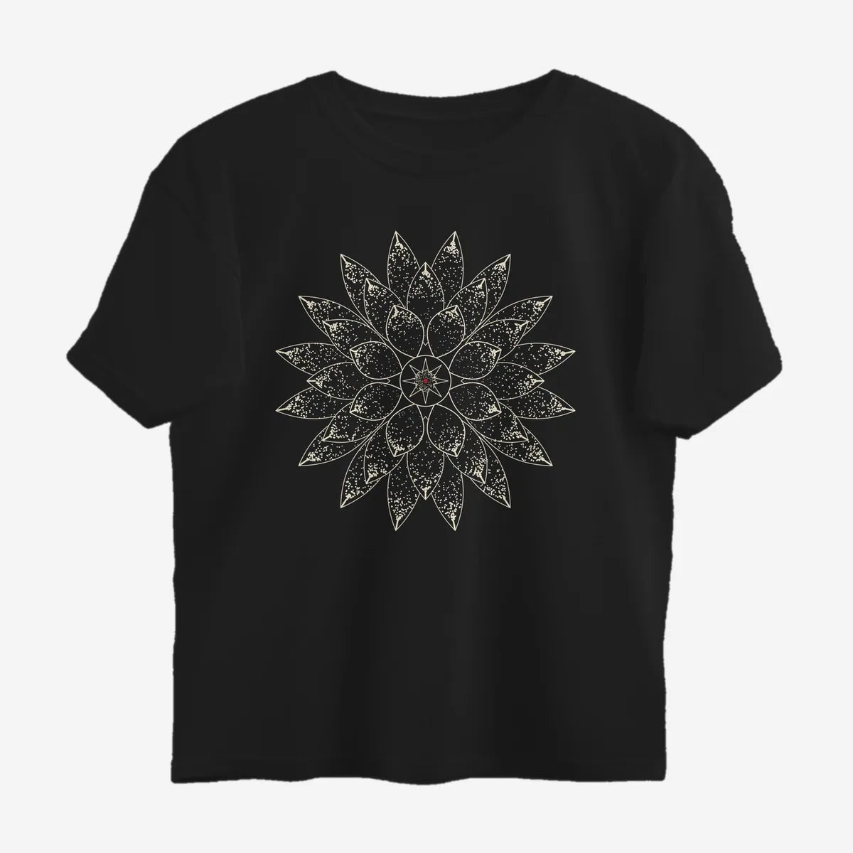 Oztra Bloom black oversized tee, front view showing the Bloom print