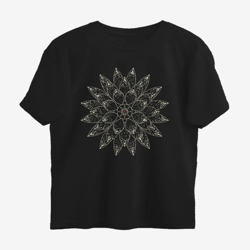 Oztra Bloom black oversized tee, front view showing the Bloom print