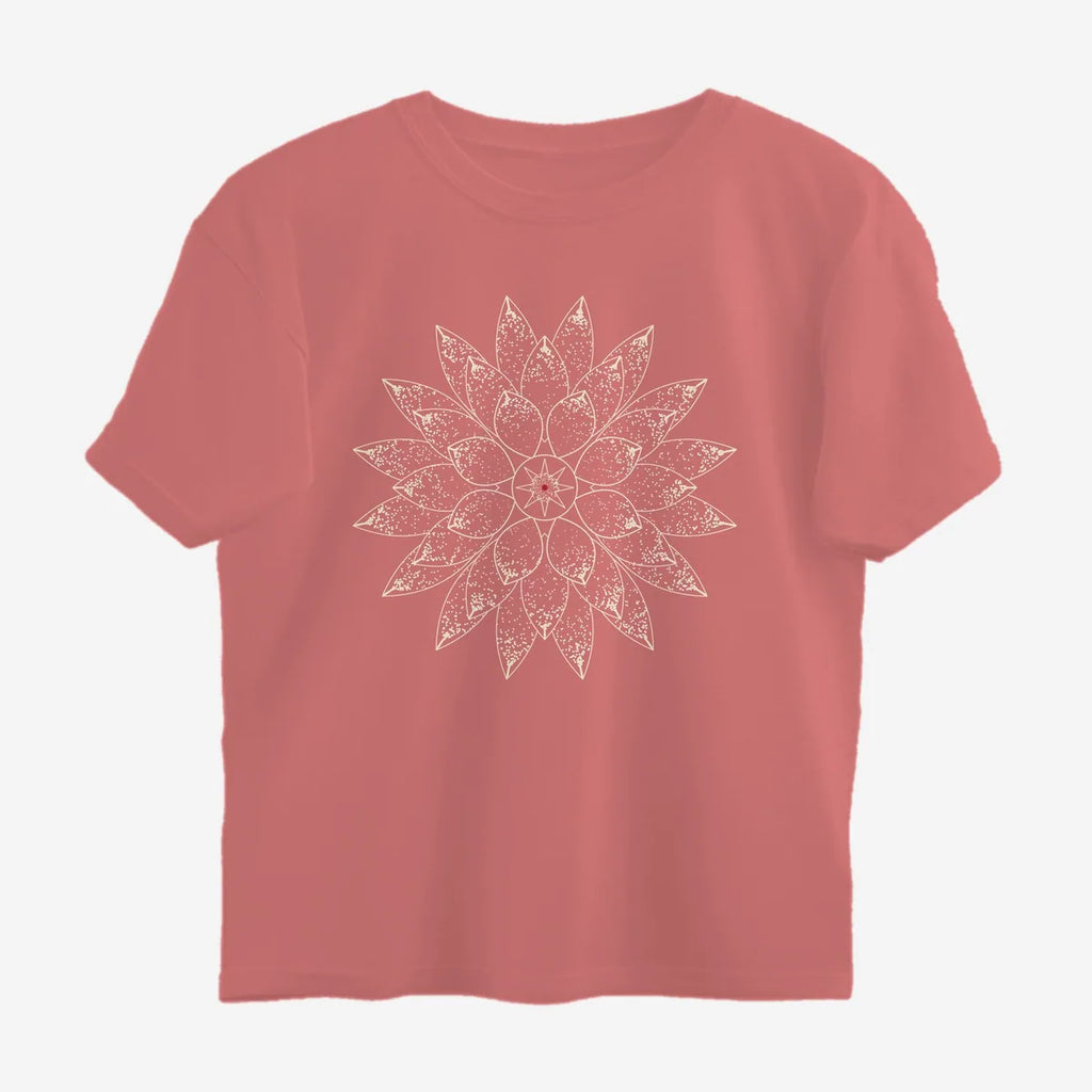 Oztra Bloom dusty rose oversized tee, front view showing the Bloom print