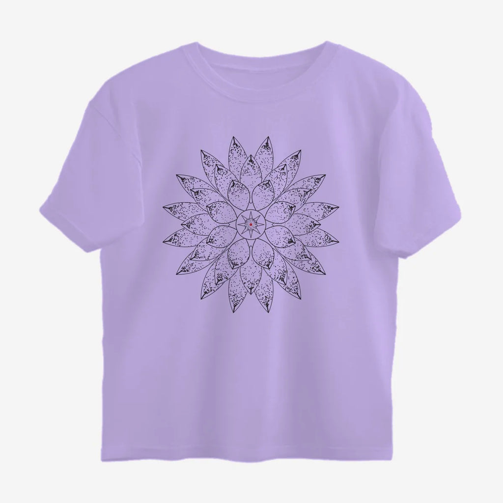 Oztra Bloom lavender oversized tee, front view showing the Bloom print