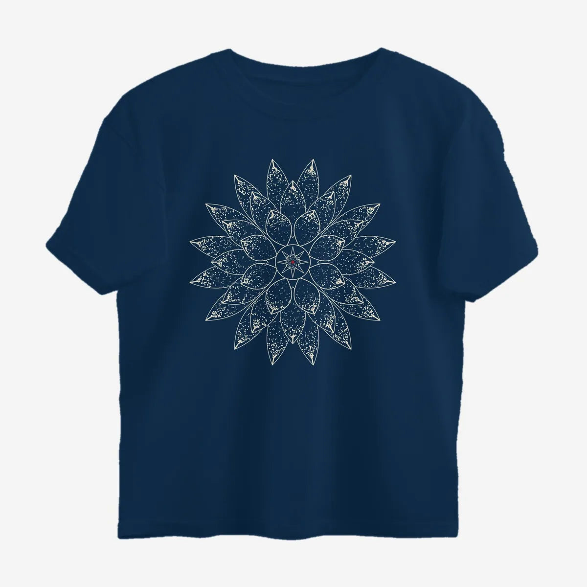 Oztra Bloom navy oversized tee, front view showing the Bloom print