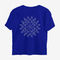 Oztra Bloom royal blue oversized tee, front view showing the Bloom print