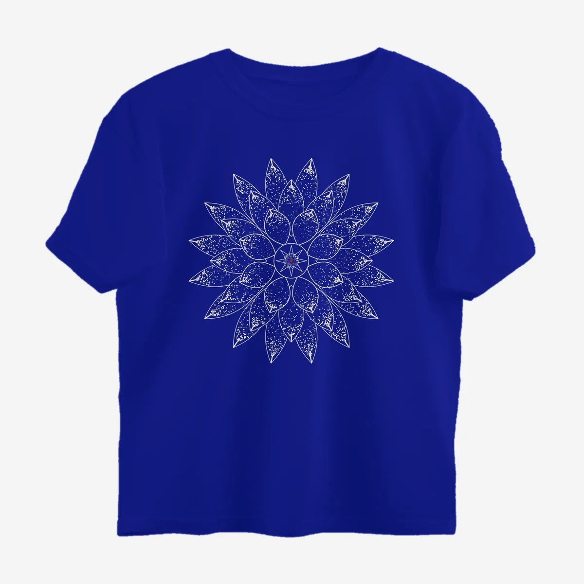 Oztra Bloom royal blue oversized tee, front view showing the Bloom print