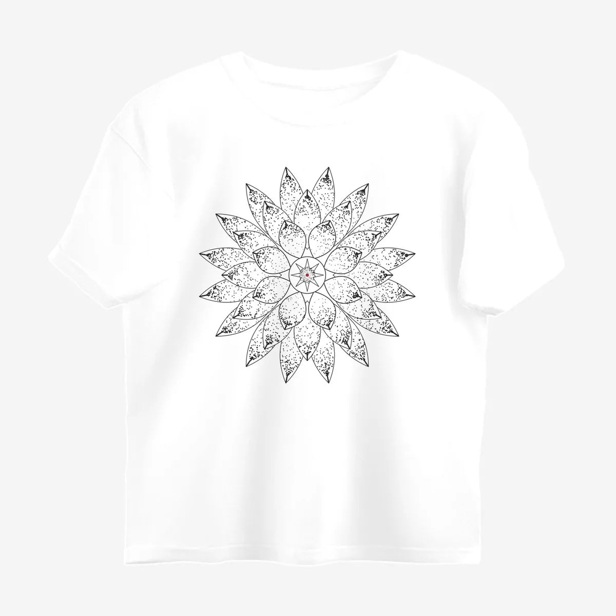 Oztra Bloom white oversized tee, front view showing the Bloom print