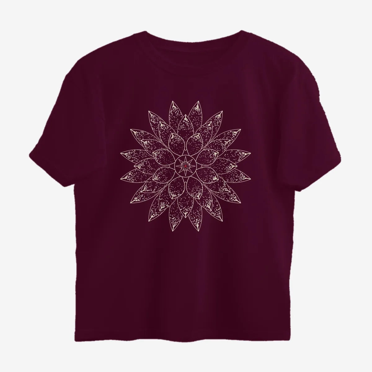 Oztra Bloom wine oversized tee, front view showing the Bloom print