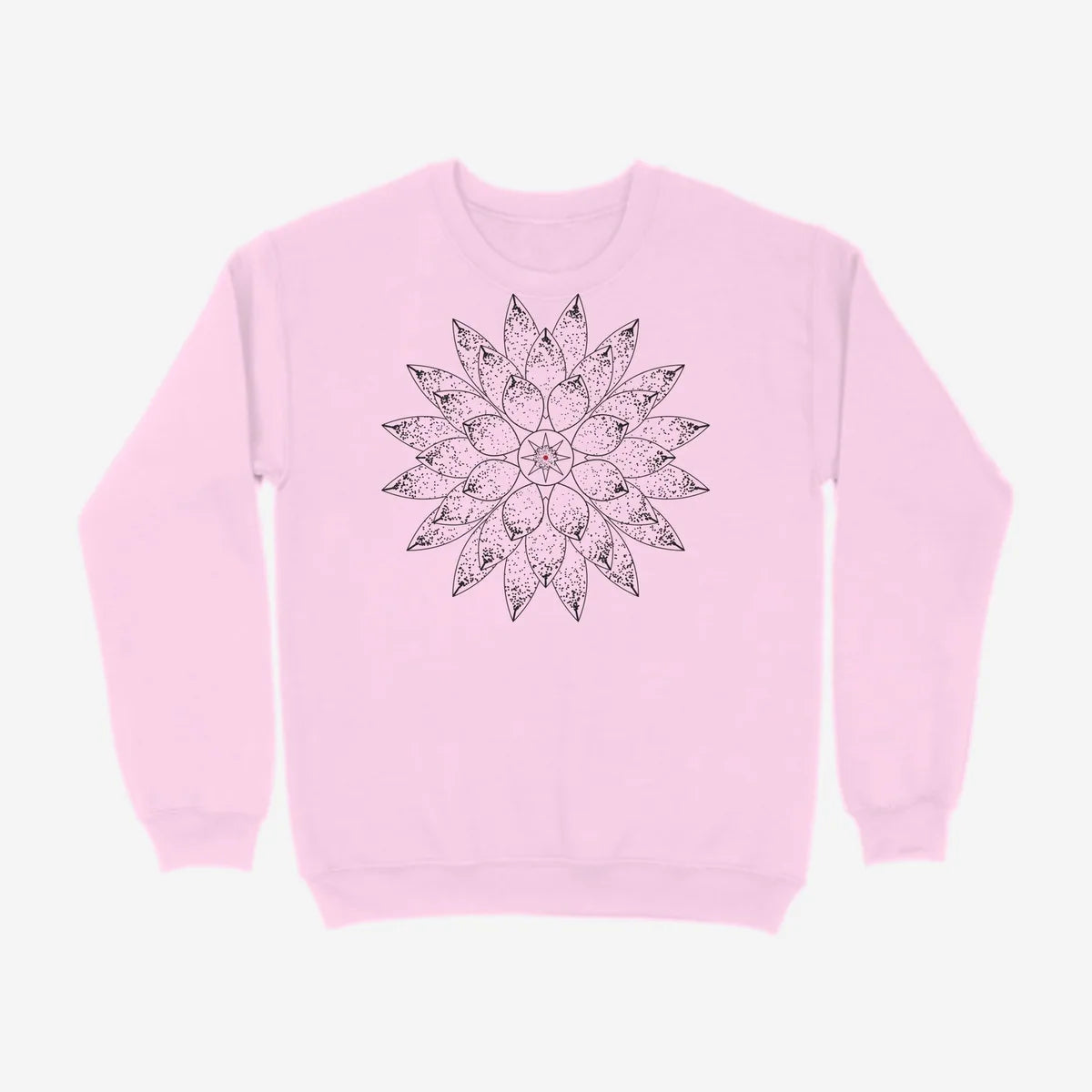 Oztra Bloom baby pink sweatshirt, front view showing the Bloom print