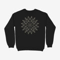 Oztra Bloom black sweatshirt, front view showing the Bloom print