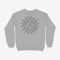 Oztra Bloom grey melange sweatshirt, front view showing the Bloom print