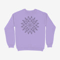 Oztra Bloom lavender sweatshirt, front view showing the Bloom print
