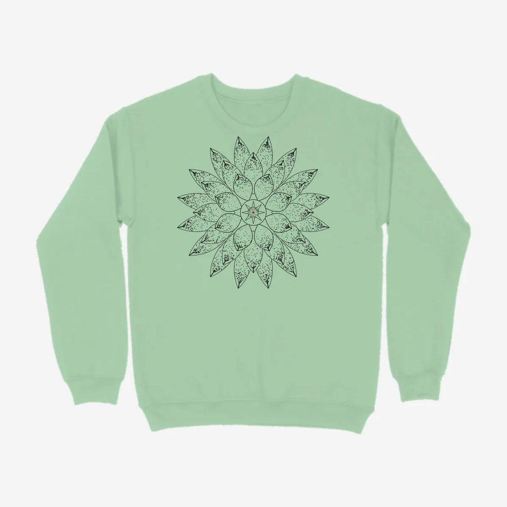 Oztra Bloom mint sweatshirt, front view showing the Bloom print