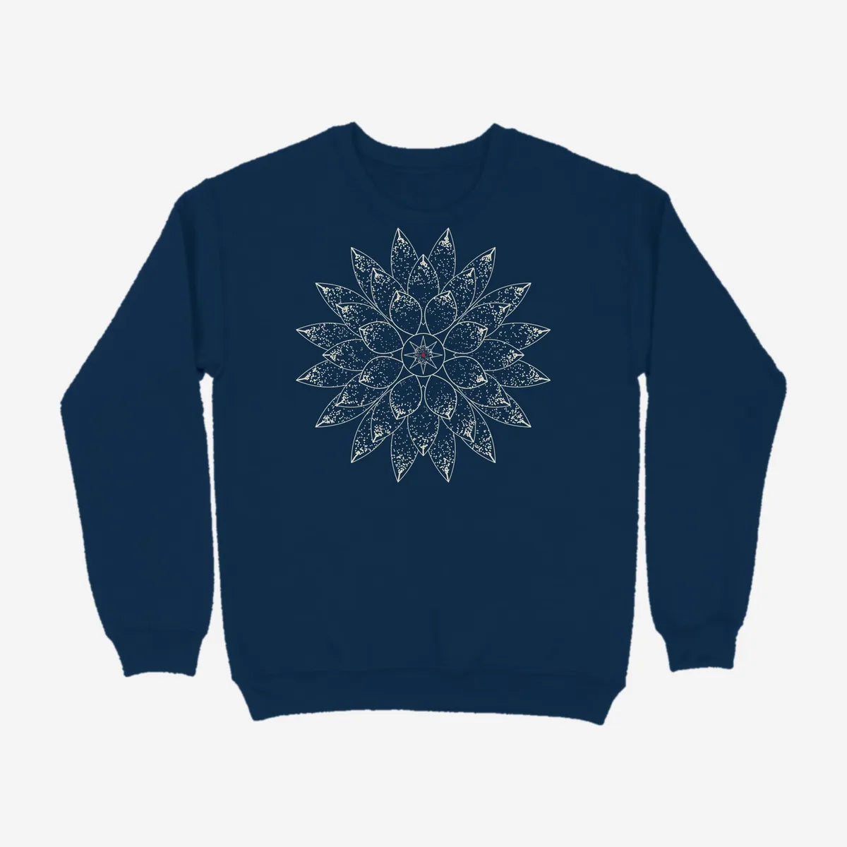 Oztra Bloom navy sweatshirt, front view showing the Bloom print