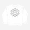 Oztra Bloom white sweatshirt, front view showing the Bloom print