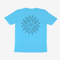 Oztra Bloom aqua blue tee, front view showing the Bloom print