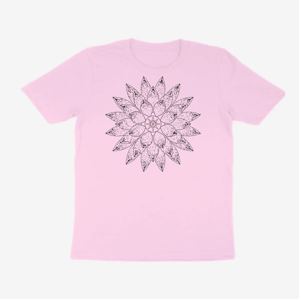 Oztra Bloom baby pink tee, front view showing the Bloom print