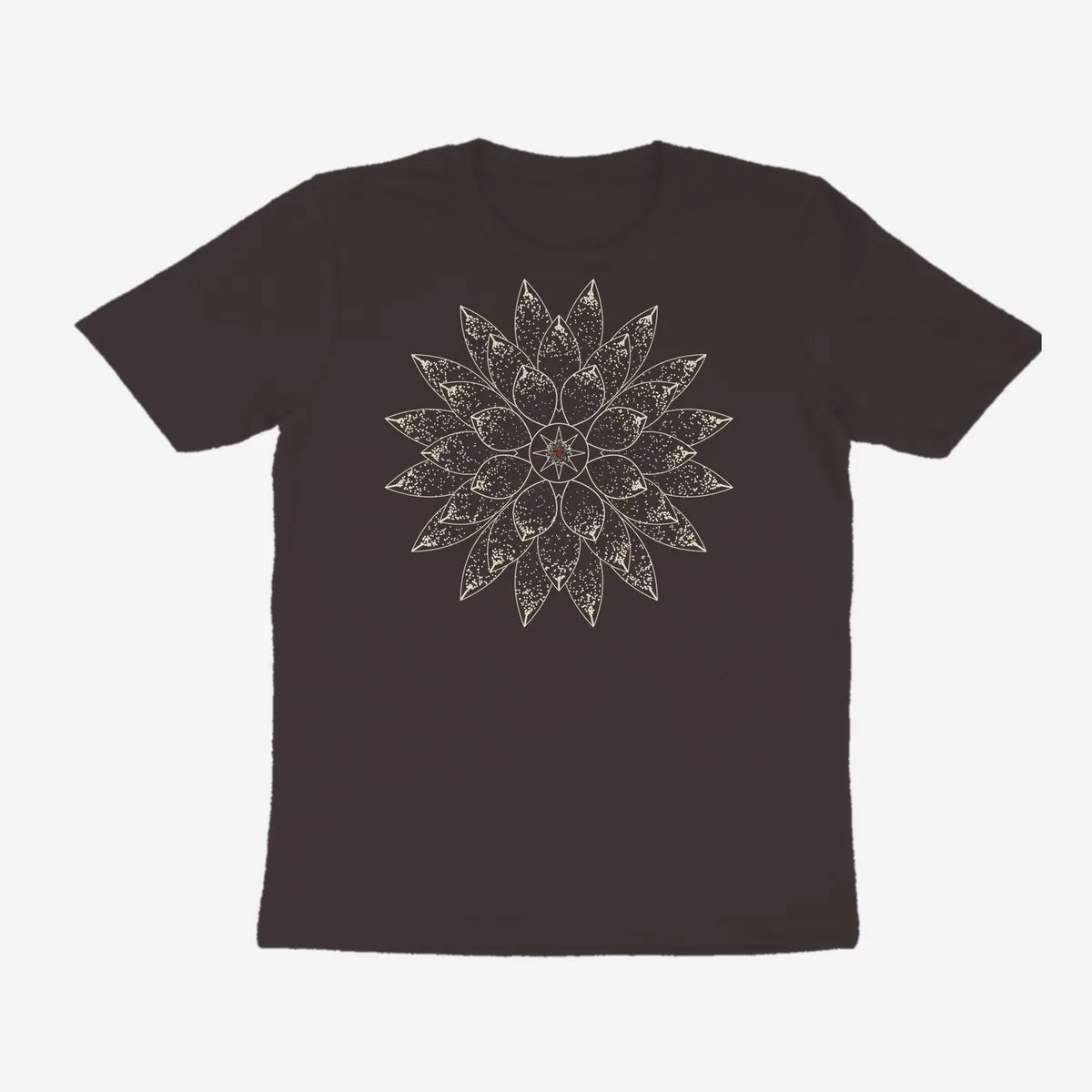 Oztra Bloom charcoal tee, front view showing the Bloom print