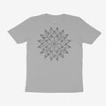 Oztra Bloom grey melange tee, front view showing the Bloom print