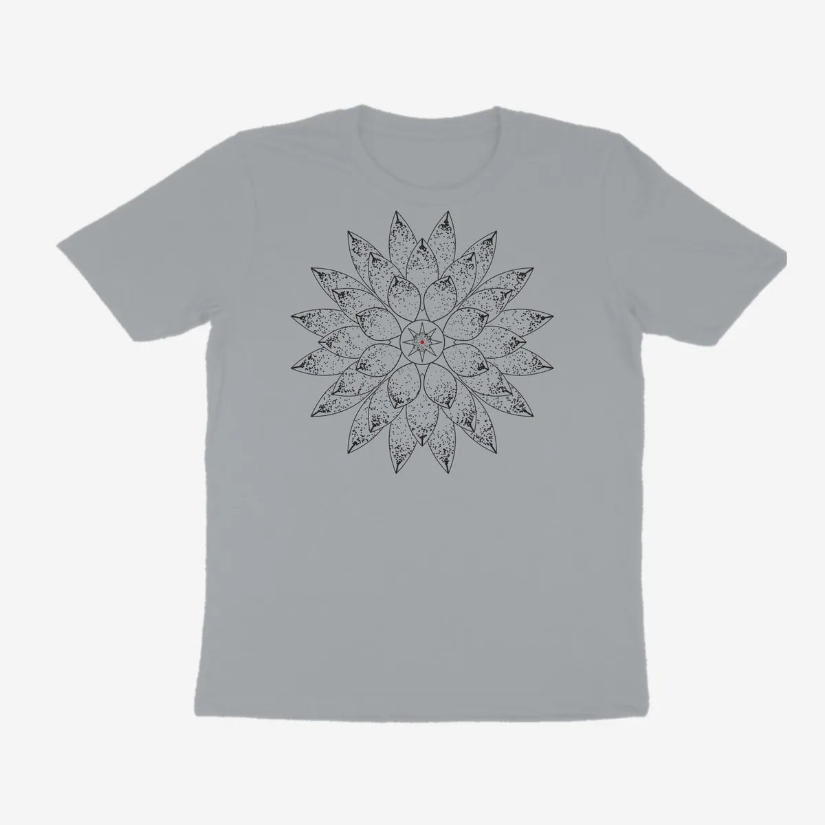 Oztra Bloom silver grey tee, front view showing the Bloom print