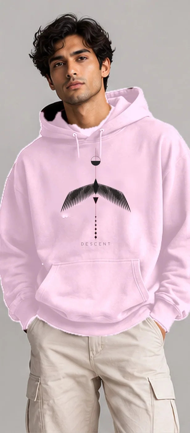 Model wearing the Oztra Descent hoodie in baby pink