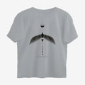 Oztra Descent grey melange oversized tee, front view showing the Descent print