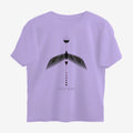 Oztra Descent lavender oversized tee, front view showing the Descent print