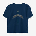 Oztra Descent navy oversized tee, front view showing the Descent print
