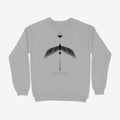 Oztra Descent grey melange sweatshirt, front view showing the Descent print