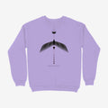 Oztra Descent lavender sweatshirt, front view showing the Descent print