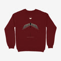 Oztra Descent maroon sweatshirt, front view showing the Descent print