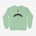 Oztra Descent mint sweatshirt, front view showing the Descent print