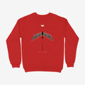 Oztra Descent red sweatshirt, front view showing the Descent print