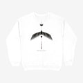 Oztra Descent white sweatshirt, front view showing the Descent print