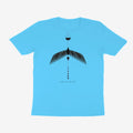Oztra Descent aqua blue tee, front view showing the Descent print
